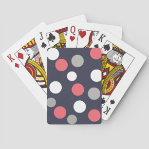 Jeu De Cartes Motif Cercles Boules Gris Blanc Corail Rose