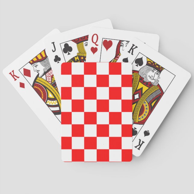 Jeu De Cartes Motif chèque À damiers blanc rouge (dos)