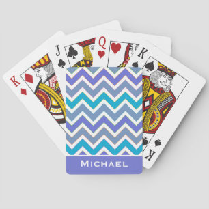 Jeu De Cartes Motif Chevron Bleu Sport Personnalisé
