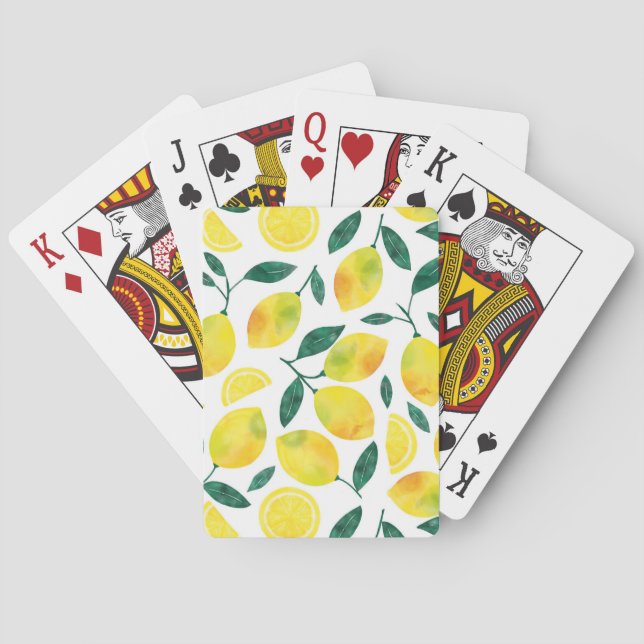 Jeu De Cartes Motif citron jaune aquarelle (dos)