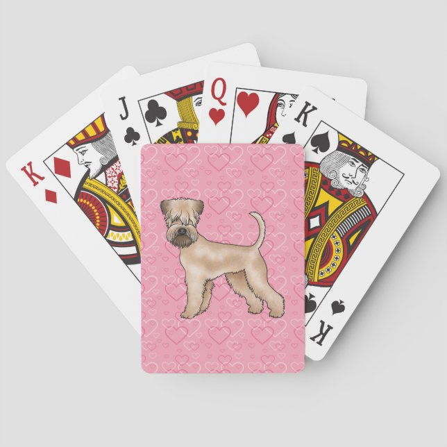 Jeu De Cartes Motif Coeur de chien roux roux à couche molle rose (dos)