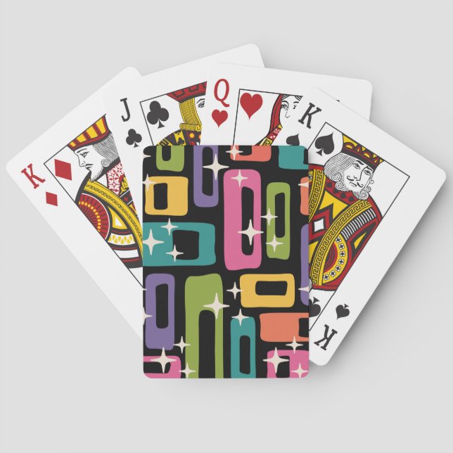 Jeu De Cartes Motif d'âge atomique Abstrait MCM rétro (dos)