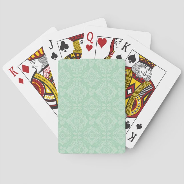 Jeu De Cartes Motif damassé vert (dos)