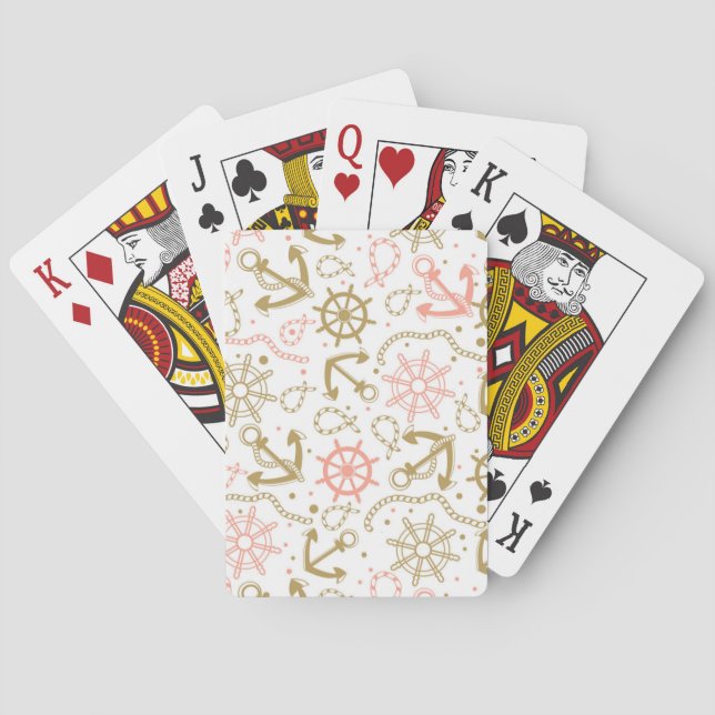 Jeu De Cartes Motif d'Ancres d'or (dos)