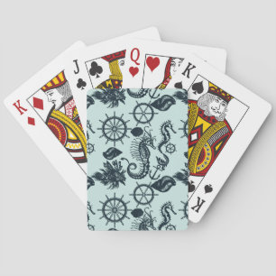 Jeu De Cartes Motif d'animaux marins Vintages