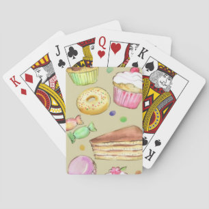 Jeu De Cartes Motif d'aquarelle avec des bonbons