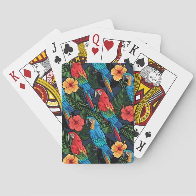 Jeu De Cartes Motif d'ara et de ketmie (dos)