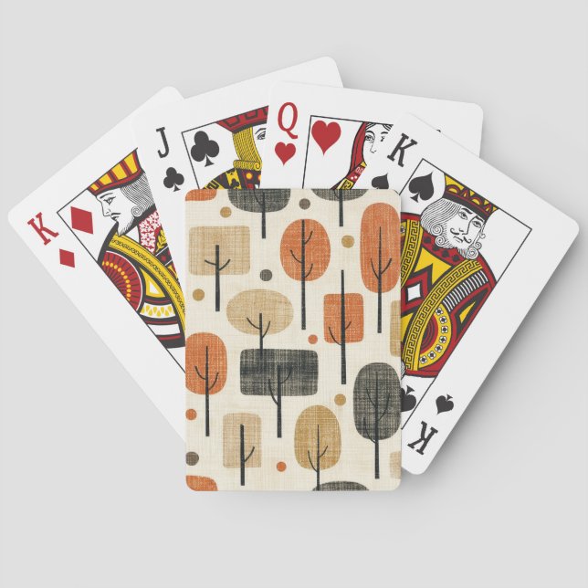 Jeu De Cartes Motif d'arbre moderne du milieu du siècle (dos)