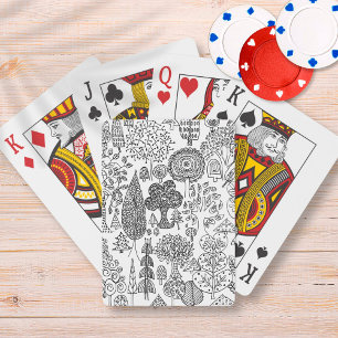 Jeu De Cartes Motif d'arbres noir et blanc modernes et fantaisis