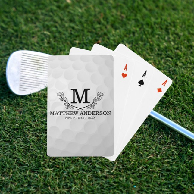Jeu De Cartes Motif de balle de golf personnalisé Nom Monogramme (Créateur téléchargé)