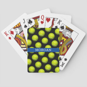 Jeu De Cartes Motif de balle de tennis, Nom blanc, Bleu & Noir