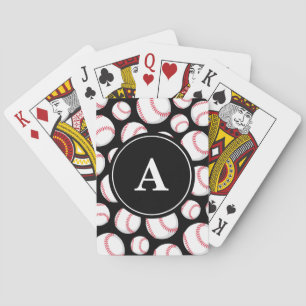 Jeu De Cartes Motif de baseball sur Monogramme noir