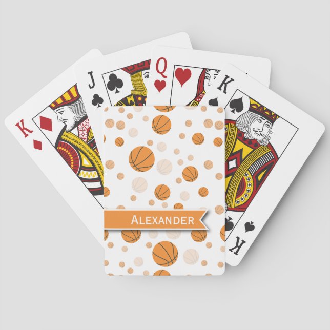 Jeu De Cartes Motif de basket-ball personnalisé en blanc (dos)