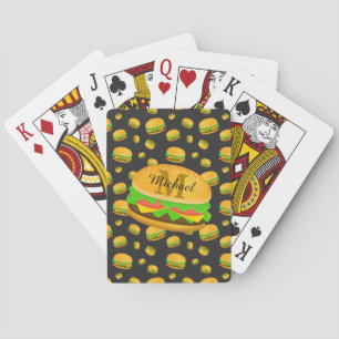 Jeu De Cartes Motif de burger délicieux cool et amusant Monogram