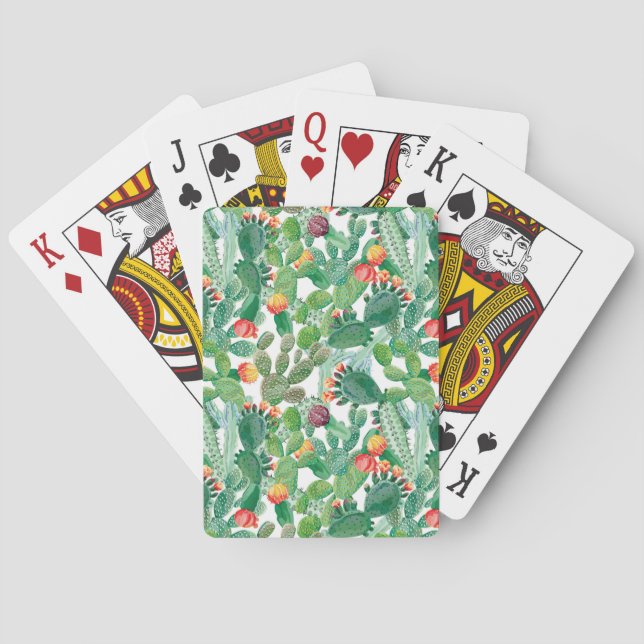 Jeu De Cartes Motif de cactus d'aquarelle (dos)