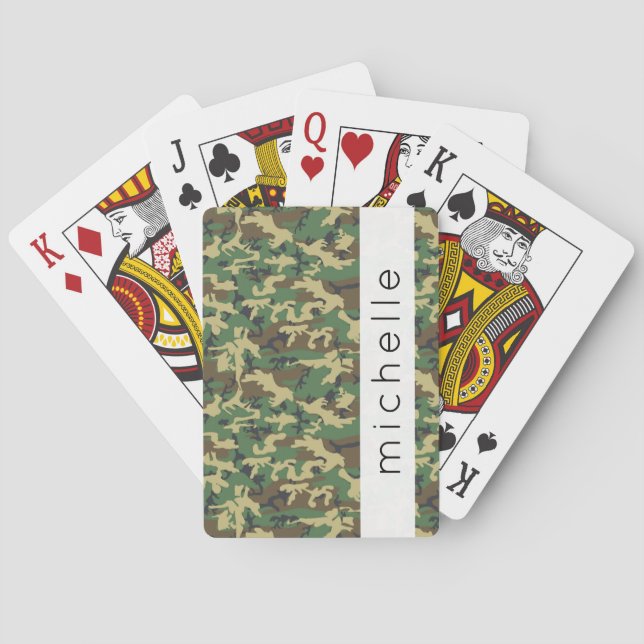 Jeu De Cartes Motif de camouflage, Motif militaire, Votre nom (dos)