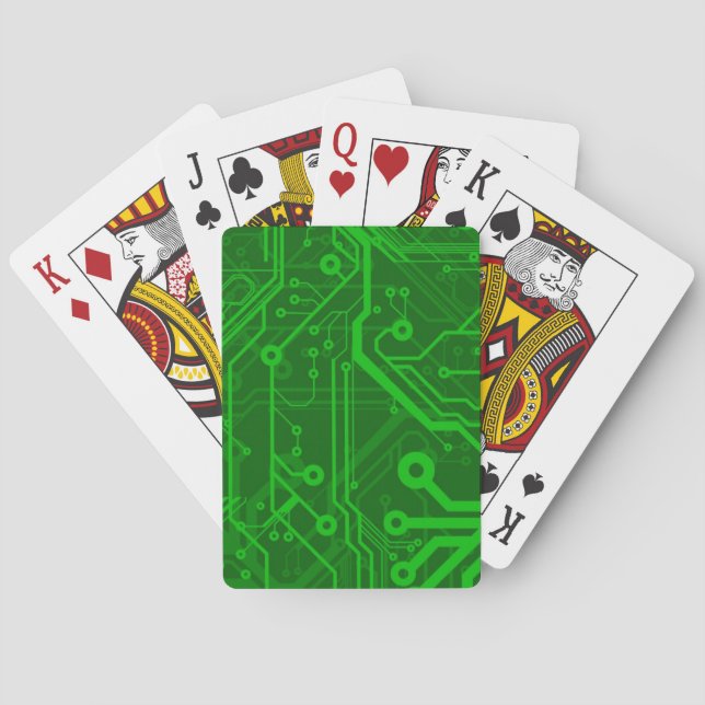 Jeu De Cartes Motif de carte électronique de vert (dos)