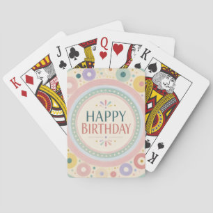 Jeu De Cartes Motif de cercle rétro coloré d'anniversaire