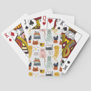 Jeu De Cartes Motif de chat à main mignon Doodle