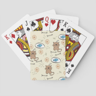 Jeu De Cartes motif de chat et de poissons