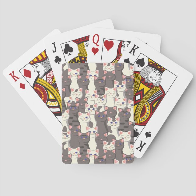 Jeu De Cartes Motif de chats blancs et gris (dos)