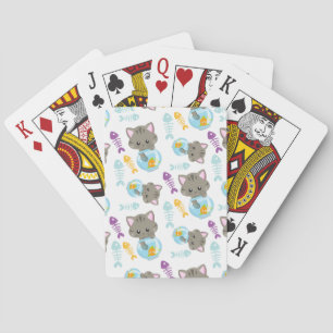 Jeu De Cartes Motif De Chats, Chats Mignons, Chatons, Poisson