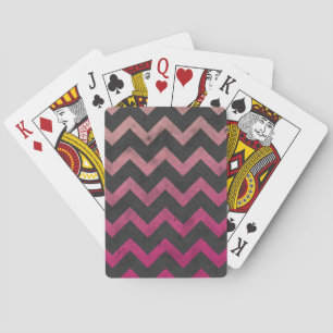 Jeu De Cartes Motif de chevron gris foncé rose magenta