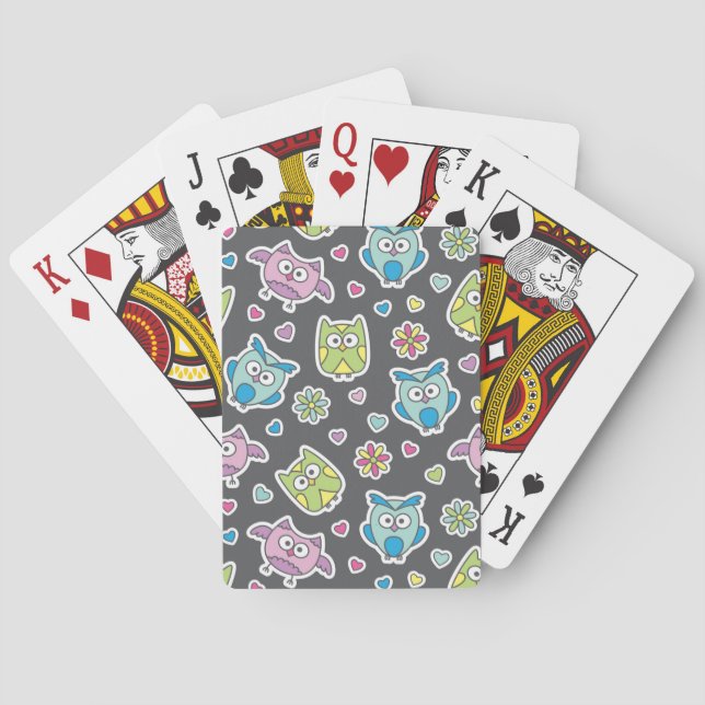 Jeu De Cartes motif de chouettes de dessins animés (dos)