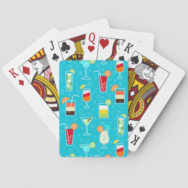 Jeu De Cartes Motif de cocktail sur l'arrière - plan turquoise (dos)