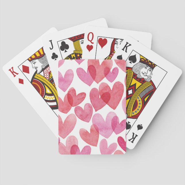 Jeu De Cartes Motif de coeur aquarelle (dos)