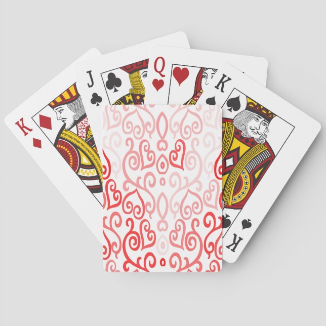 Jeu De Cartes Motif de coeur rouge et rose (dos)