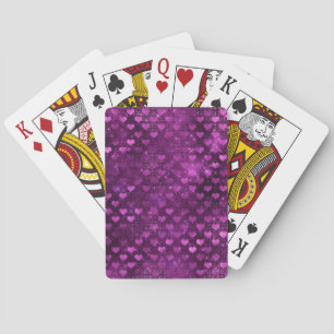 Jeu De Cartes Motif de cœurs en paillettes ombrés violets Glam