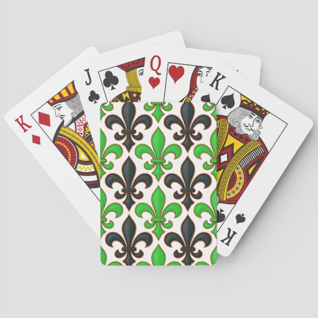 Jeu De Cartes Motif de conception de fleur de lis baroque noir v (dos)