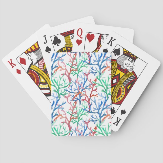 Jeu De Cartes Motif de corail aquarelle (dos)