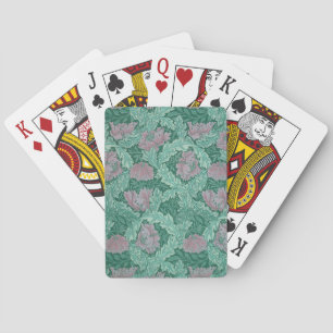 Jeu De Cartes Motif de couronne verte et rouge (par William Morr