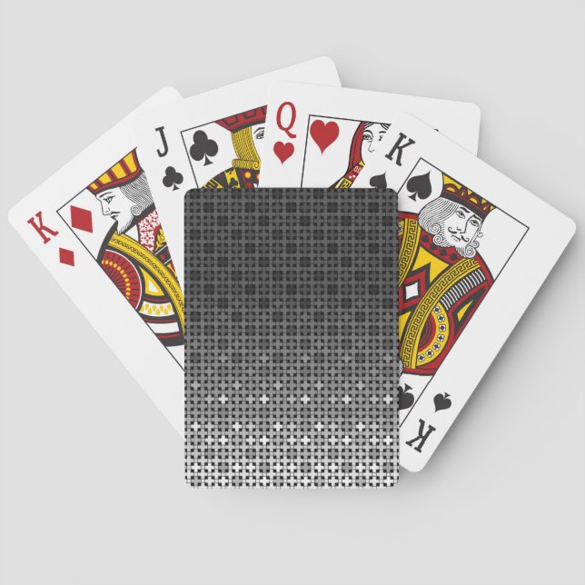 Jeu De Cartes Motif de dégradé géométrique noir et blanc (dos)