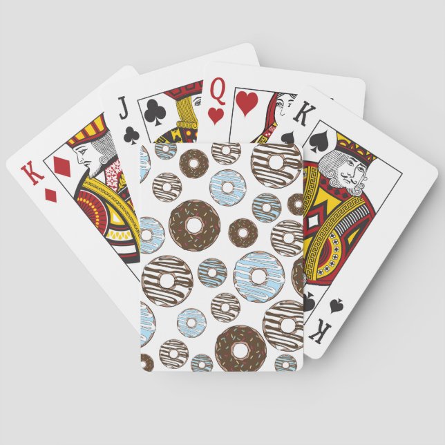Jeu De Cartes Motif De Donuts, Donuts Bleus, Donuts Brown (dos)