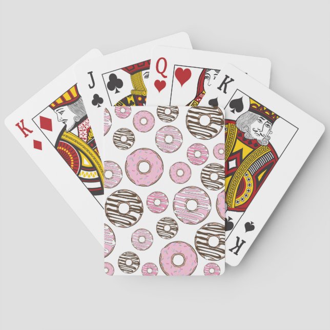 Jeu De Cartes Motif De Donuts, Donuts Roses, Donuts Blancs (dos)