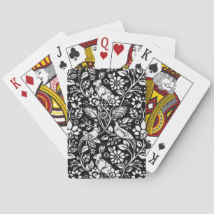 Jeu De Cartes Motif de faisan et lièvre, noir et blanc