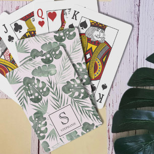Jeu De Cartes Motif de feuilles de palmier à l'aquarelle tropica
