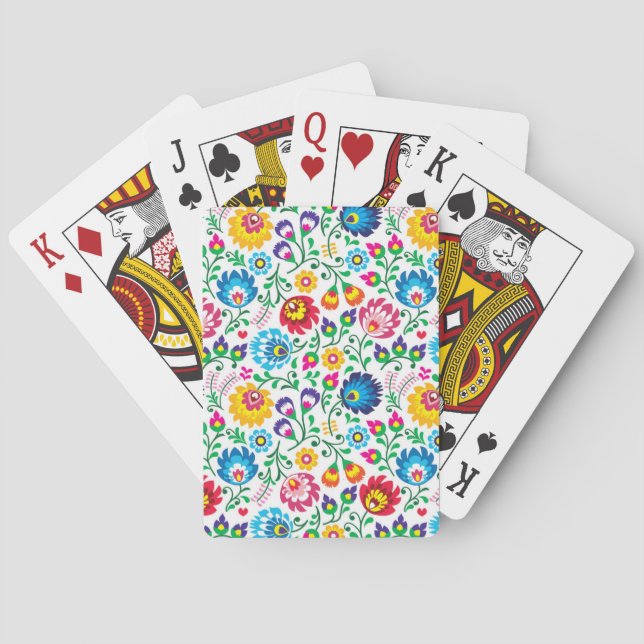Jeu De Cartes Motif de fleur d'art populaire 2 (dos)