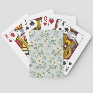 Jeu De Cartes Motif de fleur de cornouiller du Sud sur fond bleu