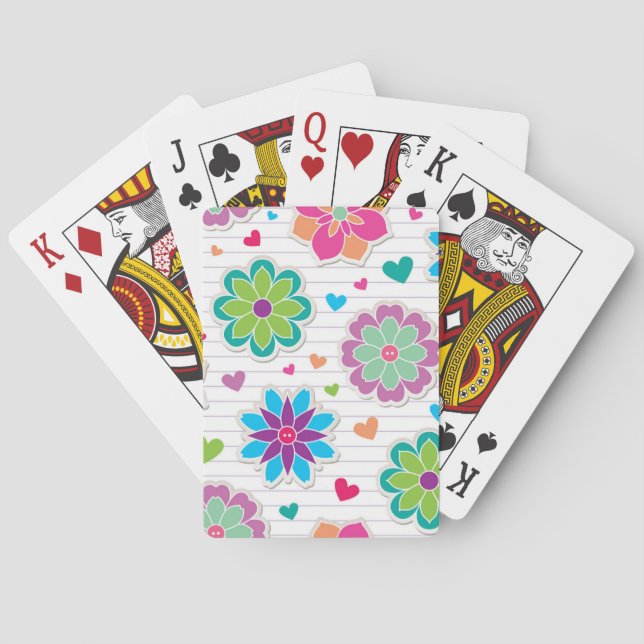 Jeu De Cartes Motif de fleurs (dos)