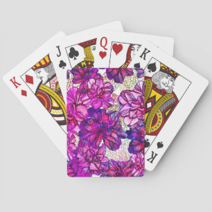 Jeu De Cartes Motif De Fleurs Abstraites Roses Et Violettes