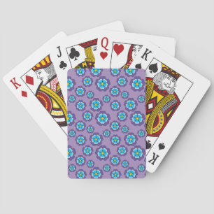 Jeu De Cartes Motif de fleurs bleu violet