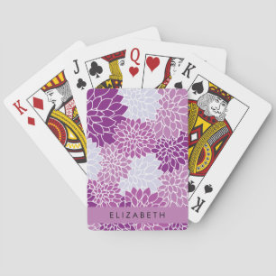 Jeu De Cartes Motif De Fleurs, Dahlia Violet, Votre Nom