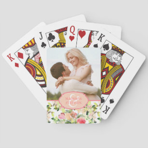 Jeu De Cartes Motif de fleurs d'aquarelle rose - Photo Mariage