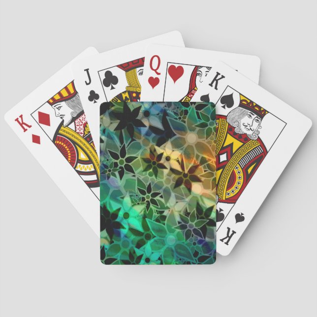 Jeu De Cartes Motif de fleurs d'art Abstrait (dos)