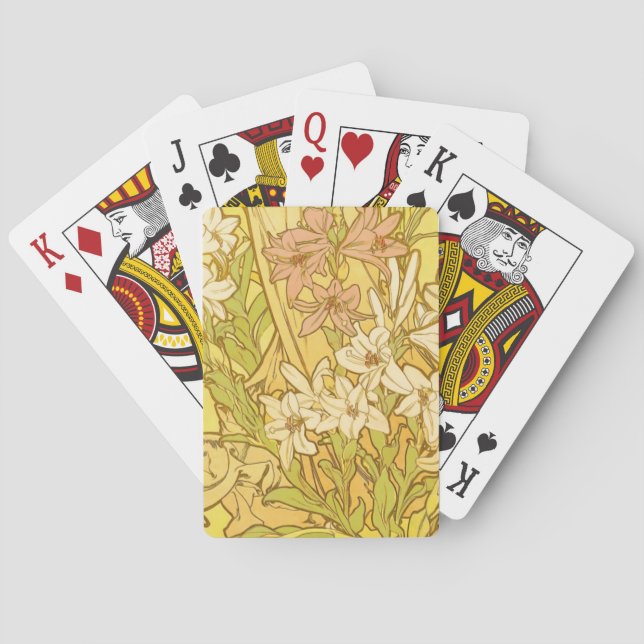 Jeu De Cartes Motif de fleurs de lys d'Alphonse Mucha : Art nouv (dos)