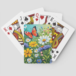 Jeu De Cartes Motif de fleurs de printemps vibrant à l'aquarelle